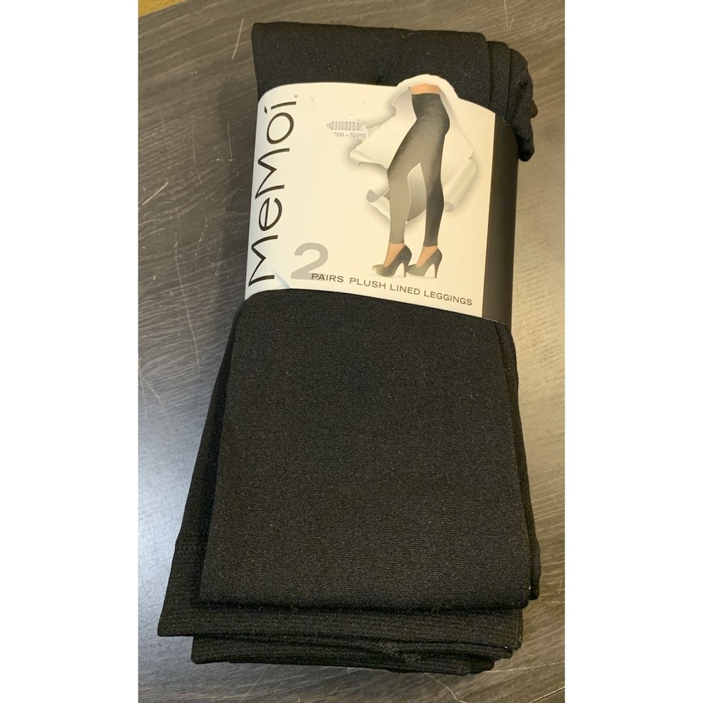 MeMoi Leggings Set Of 2 Womens‎ L/XL Black Plush Lined Pull On Stretch